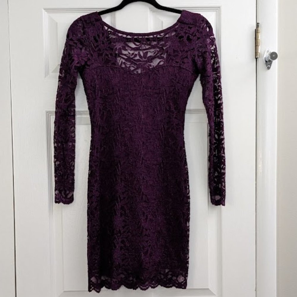 JUMP - Purple Lace Body Con Dress - Junior XS